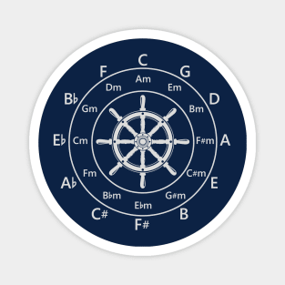 Circle of Fifths Ship Steering Wheel Dark Theme Magnet